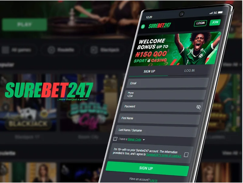 Surebet Casino homepage interface for Nigeria players